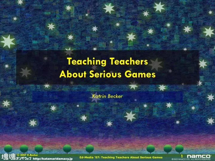 teaching teachers about serious games