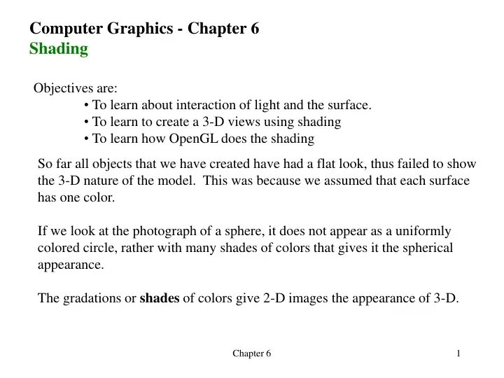 computer graphics chapter 6 shading