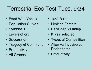 Terrestrial Eco Test Tues. 9/24
