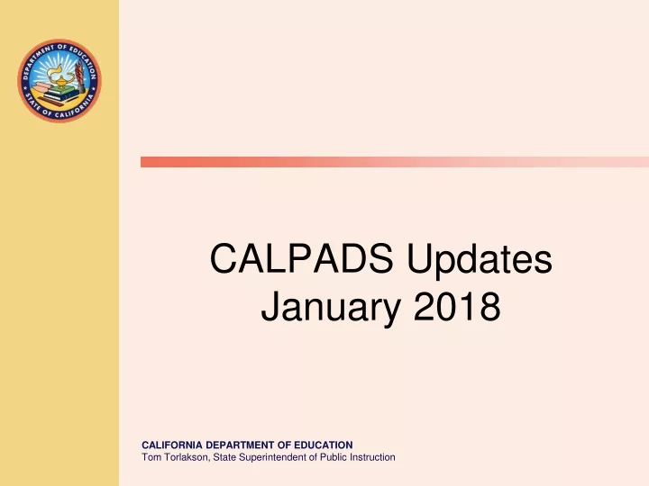 calpads updates january 2018