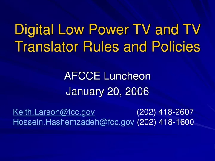 digital low power tv and tv translator rules and policies