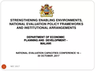 DEPARTMENT OF ECONOMIC PLANNING AND  DEVELOPMENT - MALAWI