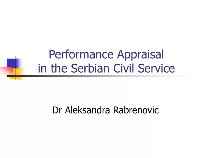 performance appraisal in the serbian civil service