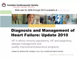 Diagnosis and Management of  Heart Failure: Update 2010