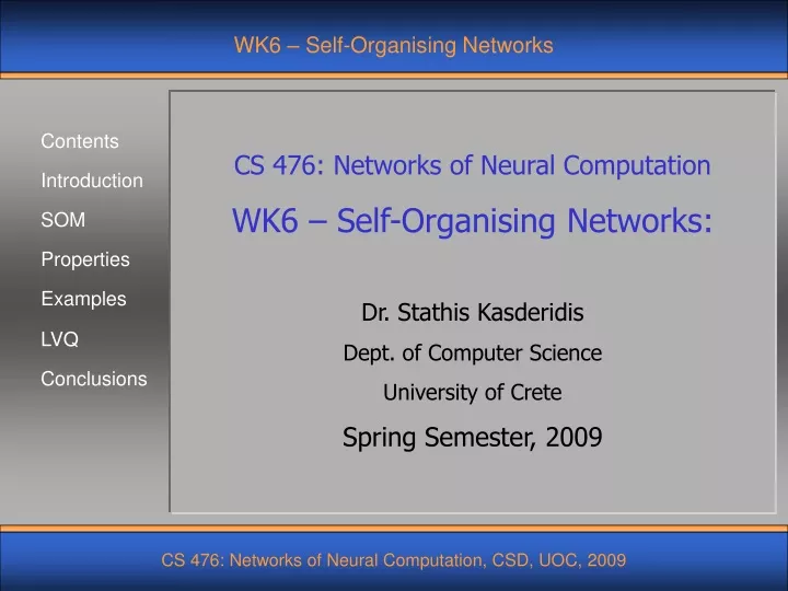 wk6 self organising networks