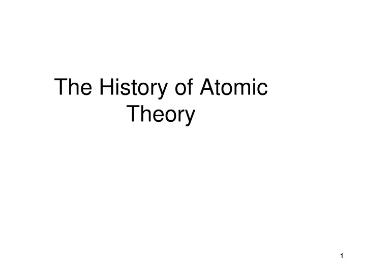 the history of atomic theory