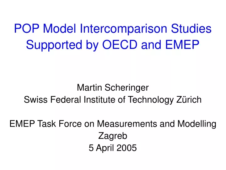 pop model intercomparison studies supported