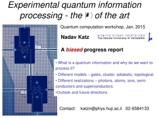 Experimental quantum information processing - the     of the art