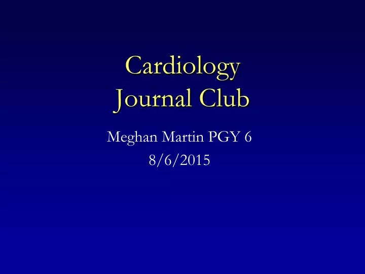 cardiology journal club