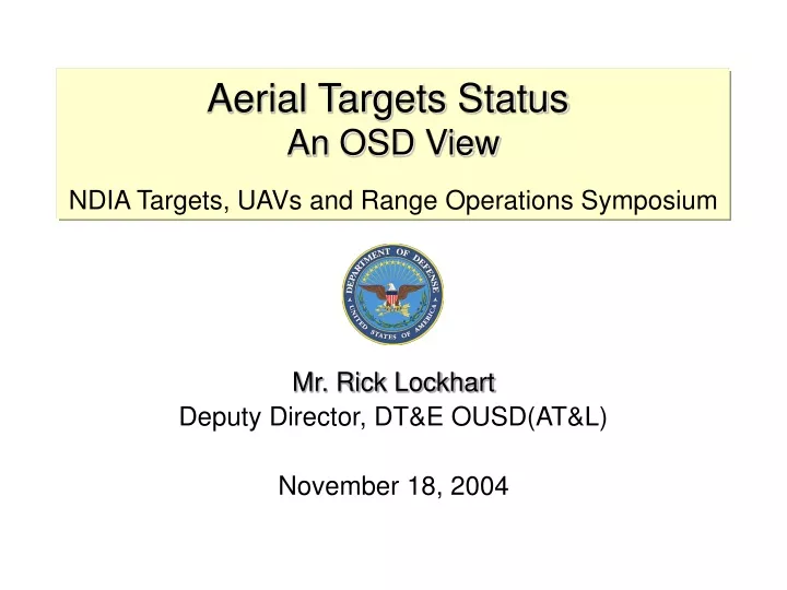 aerial targets status an osd view ndia targets uavs and range operations symposium