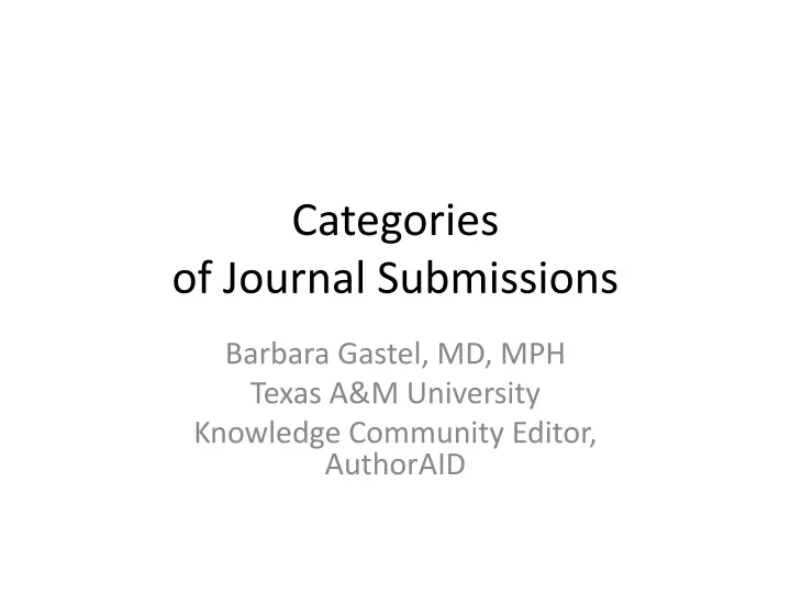 categories of journal submissions