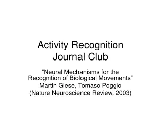 Activity Recognition Journal Club