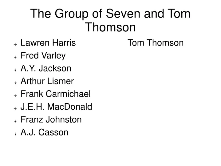 the group of seven and tom thomson