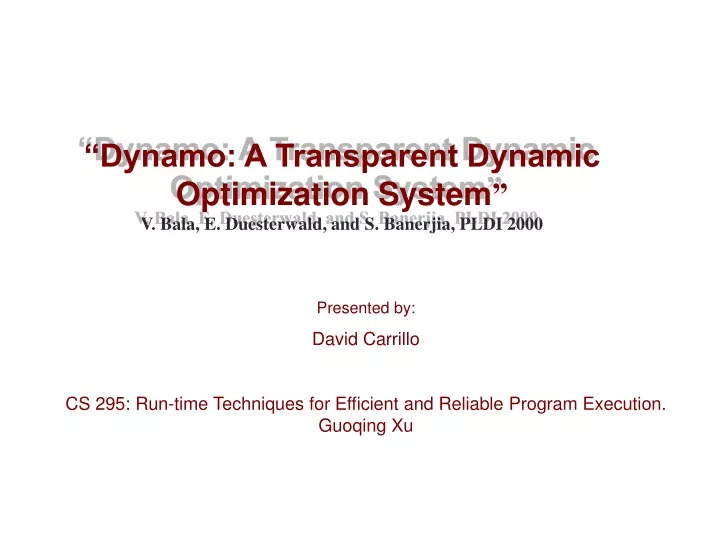 dynamo a transparent dynamic optimization system