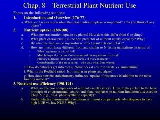 Chap. 8 – Terrestrial Plant Nutrient Use