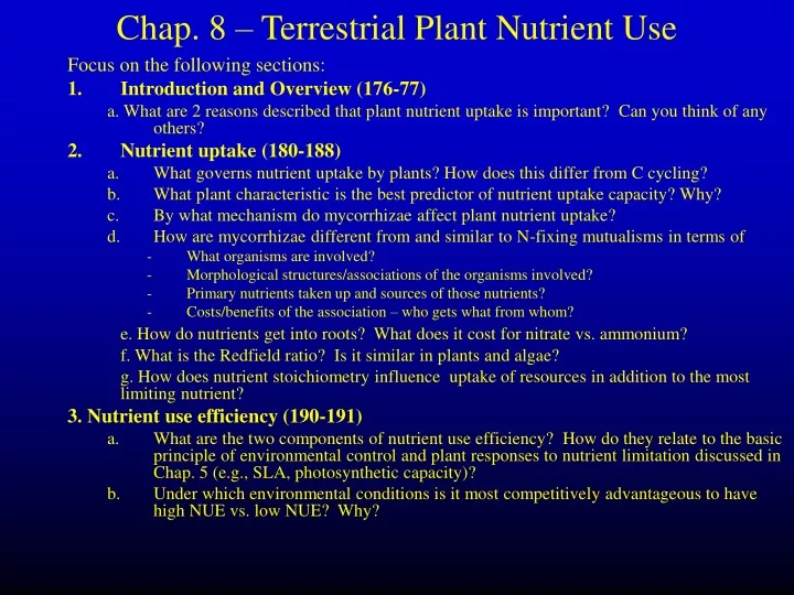 chap 8 terrestrial plant nutrient use