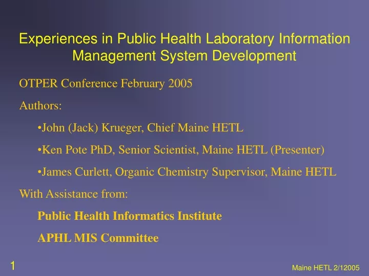 experiences in public health laboratory