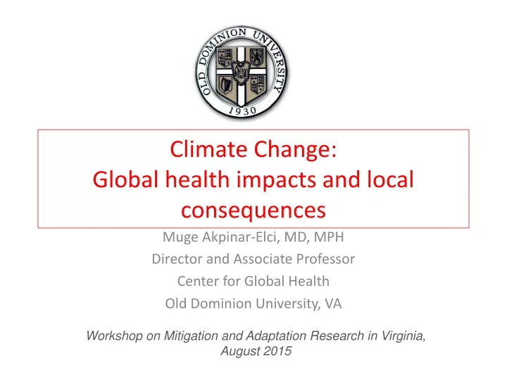 climate change global health impacts and local consequences