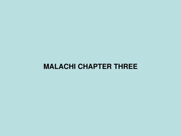 malachi chapter three