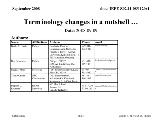 Terminology changes in a nutshell …