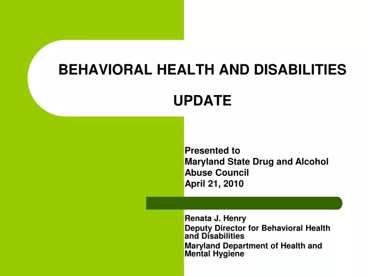 behavioral health and disabilities update