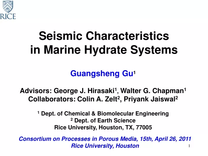 seismic characteristics in marine hydrate systems