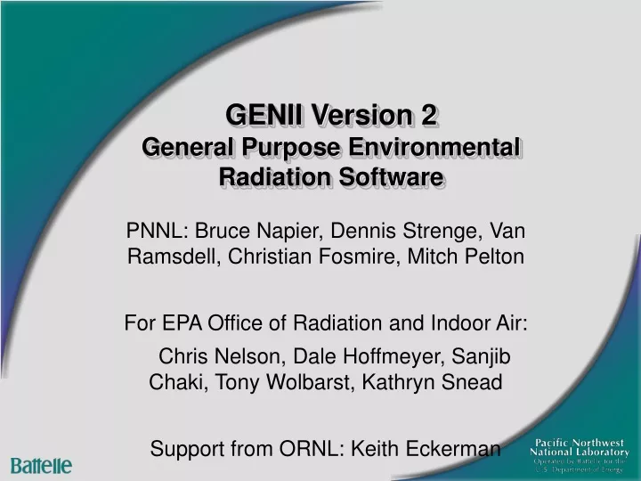 genii version 2 general purpose environmental radiation software