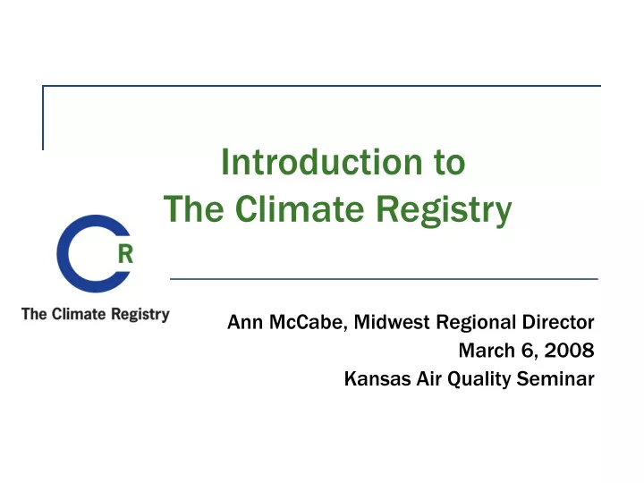 introduction to the climate registry
