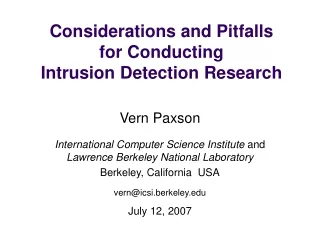 Considerations and Pitfalls for Conducting Intrusion Detection Research