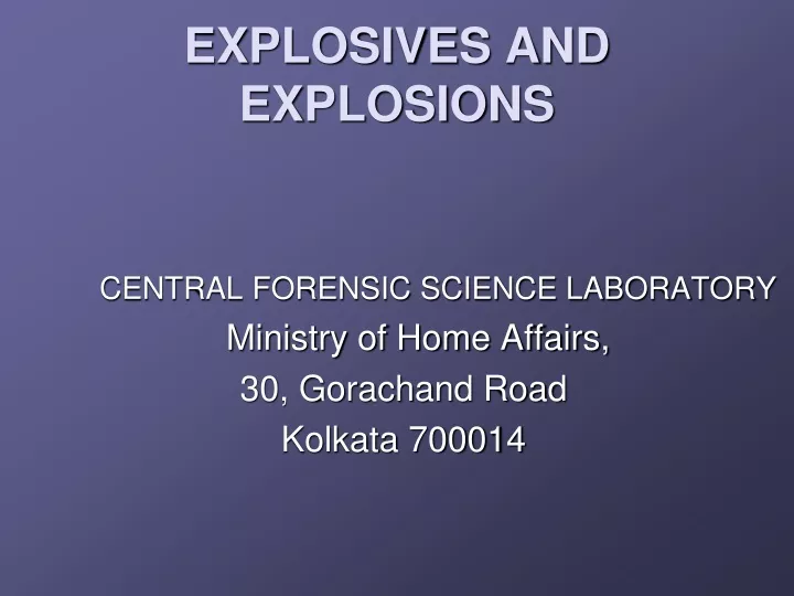 explosives and explosions