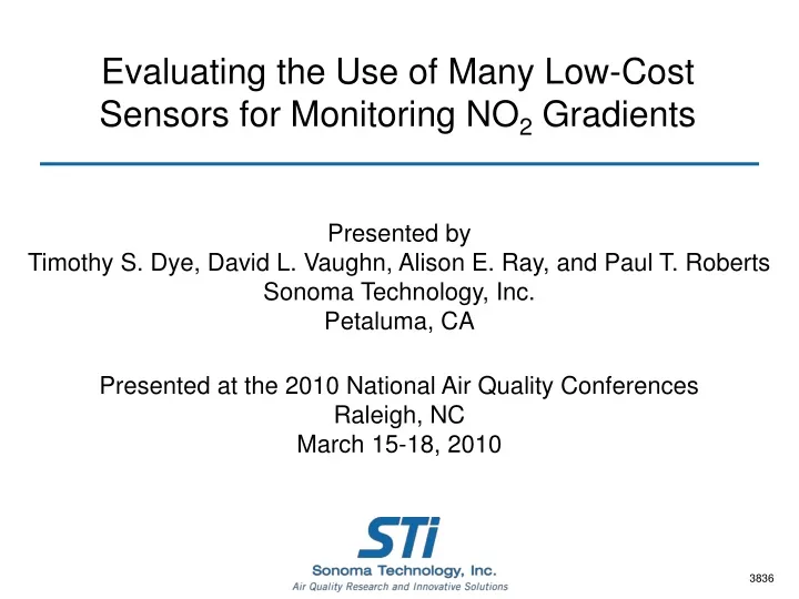 evaluating the use of many low cost sensors for monitoring no 2 gradients