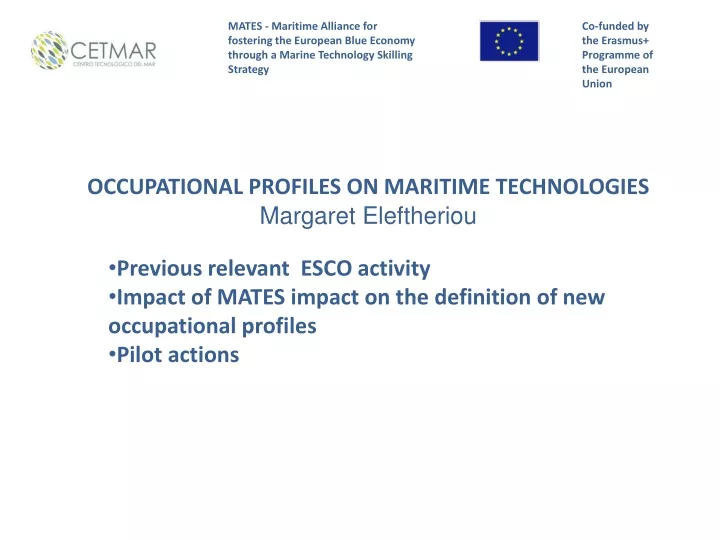 occupational profiles on maritime technologies