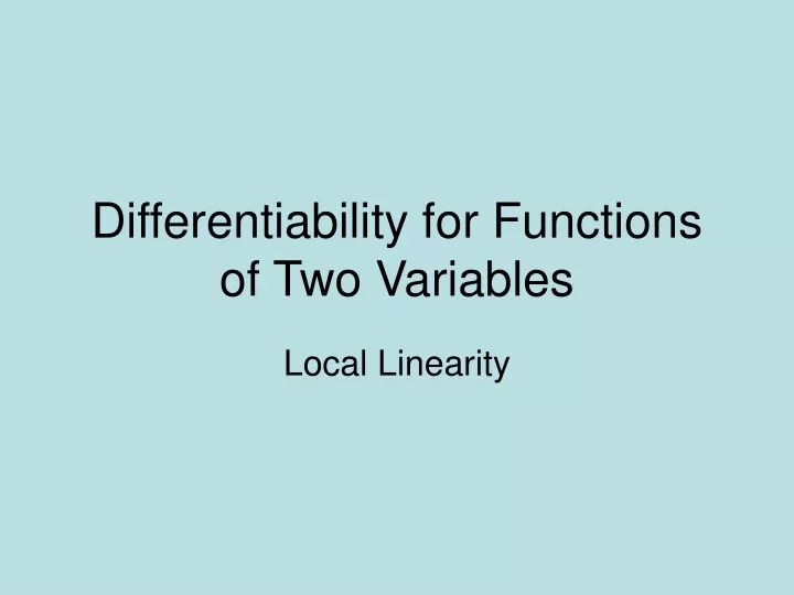 differentiability for functions of two variables