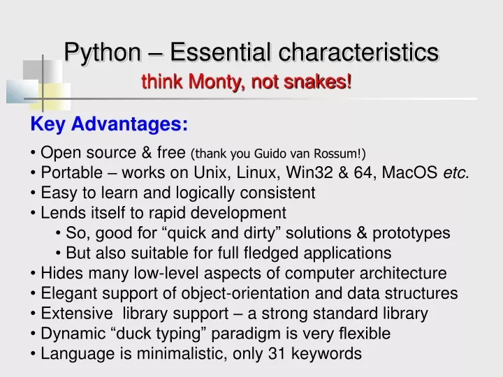 python essential characteristics