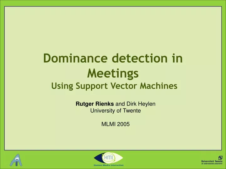 dominance detection in meetings using support vector machines