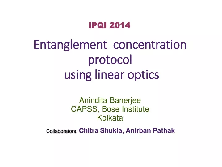 entanglement concentration protocol using linear