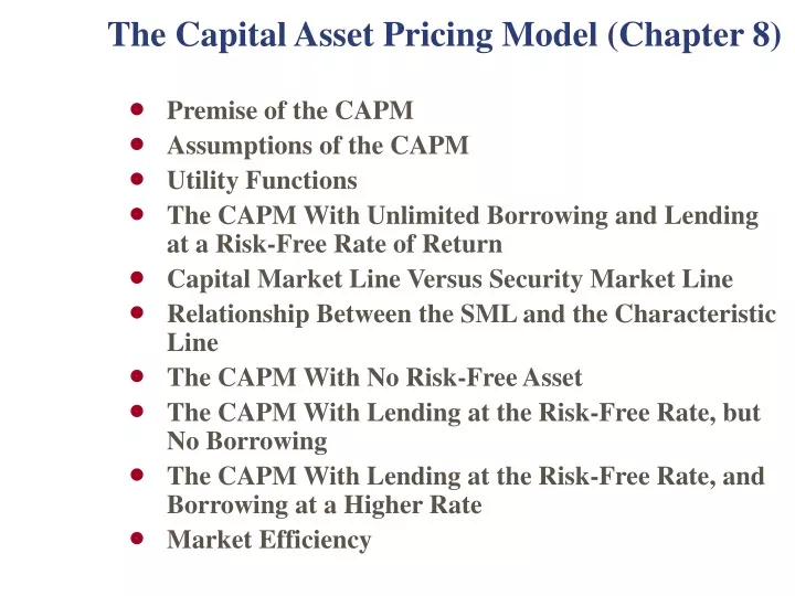 the capital asset pricing model chapter 8