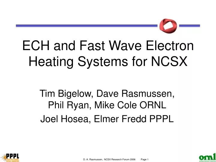 ech and fast wave electron heating systems for ncsx