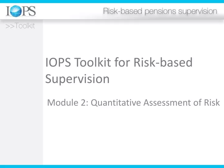 iops toolkit for risk based supervision