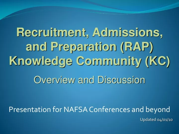 recruitment admissions and preparation