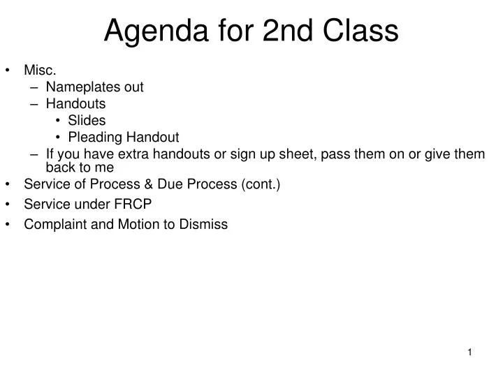 agenda for 2nd class
