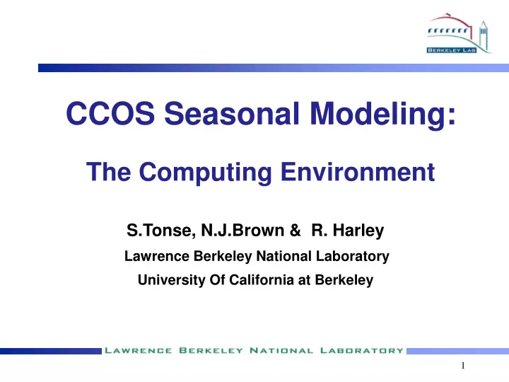 ccos seasonal modeling the computing environment
