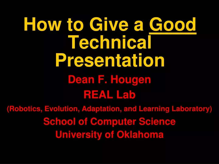 how to give a good technical presentation