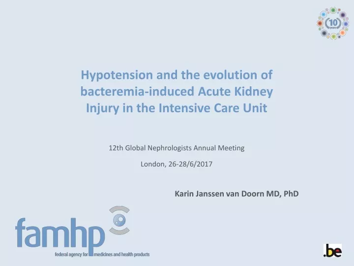 hypotension and the evolution of bacteremia