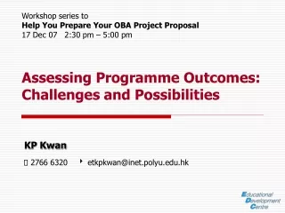 Assessing Programme Outcomes: Challenges and Possibilities