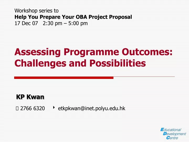 assessing programme outcomes challenges and possibilities
