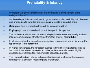 Prenatality &amp; Infancy