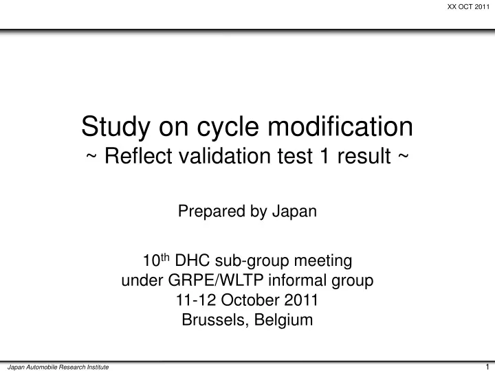 study on cycle modification reflect validation test 1 result