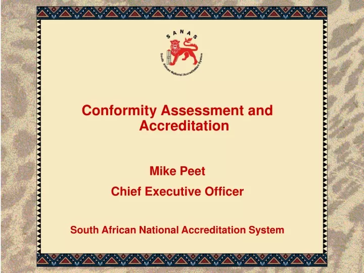 conformity assessment and accreditation mike peet