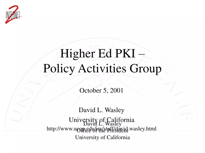 higher ed pki policy activities group